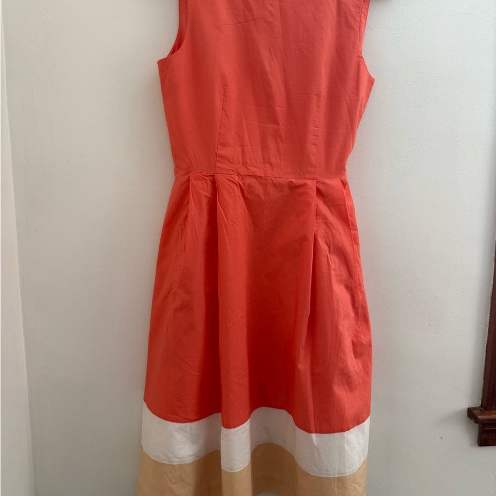 L.L. Bean Coral and Cream Midi Dress